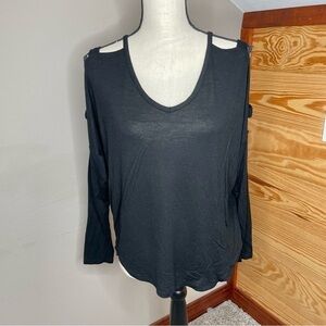Zenana Outfitters Black Ladder Sleeve Top Blouse Shirt Small